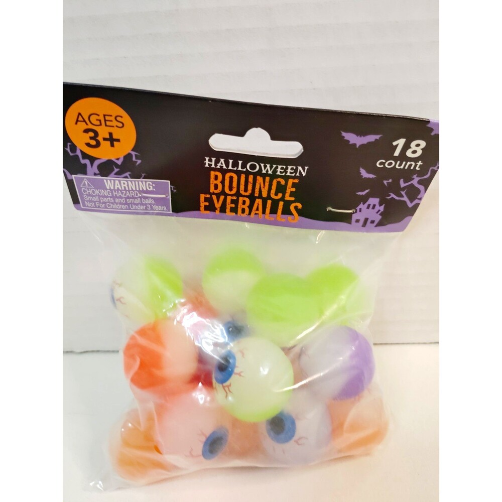 Halloween Eyeball Bounce Balls 18 Count Rubber Multicolor Decorative Kids
